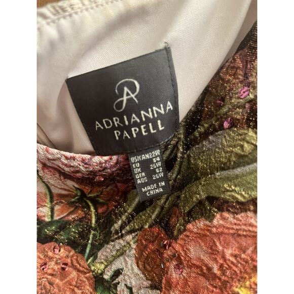 Adrianna Papell Dress 22 Floral Metallic Brocade Sleeveless Sheath Wedding - Picture 4 of 9
